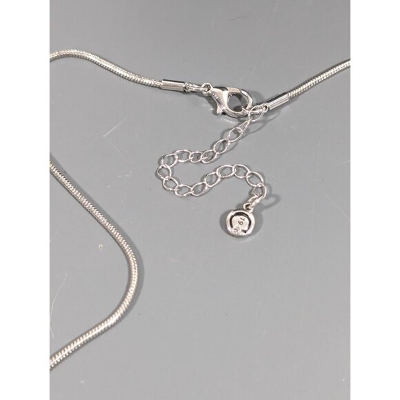 Cato Necklace Silver Tone Open Circle Pendant Modern Statement Jewelry 23" - Picture 7 of 8